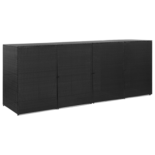 vidaXL Fyrdubbelt skjul för soptunnor svart 305x78x120 cm konstrotting