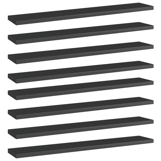 vidaXL Hyllplan 8 st svart högglans 60x10x1,5 cm spånskiva