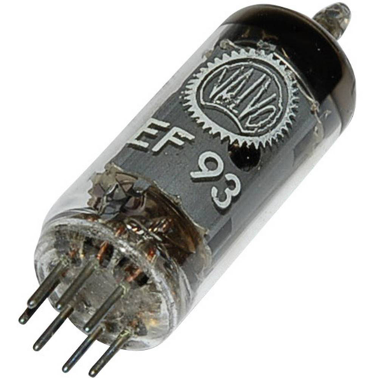 EF 93 = 6 BA 6 Elektronrör Pentod 100 V 10.8 mA Antal poler: 7 Sockel: B7G Innehåll 1 st