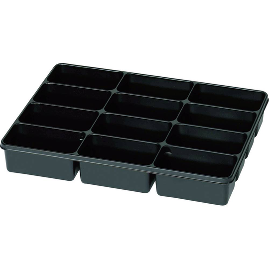 Låda (L x B x H) 335 x 235 x 50 mm Antal fack: 12 fast underavdelning
