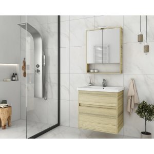Möbelpaket Instinct 65 - Natural Oak med spegelskåp