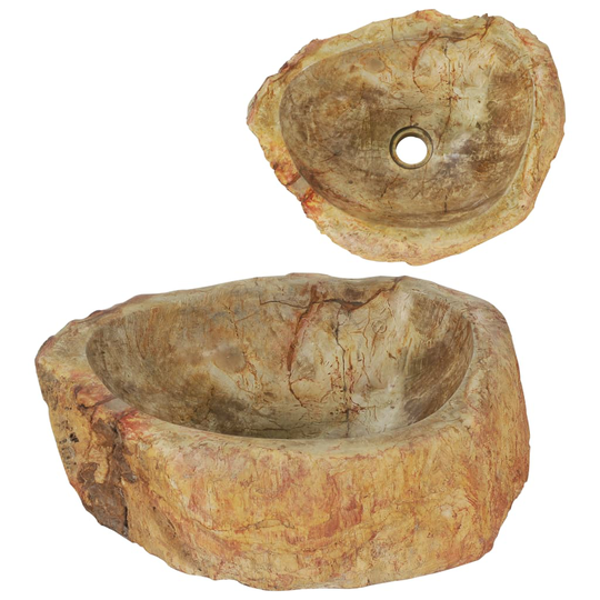 vidaXL Handfat 45x35x15 cm fossilsten gräddvit