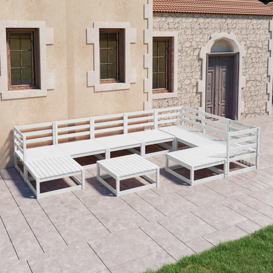vidaXL Loungegrupp 10 delar vit massiv furu