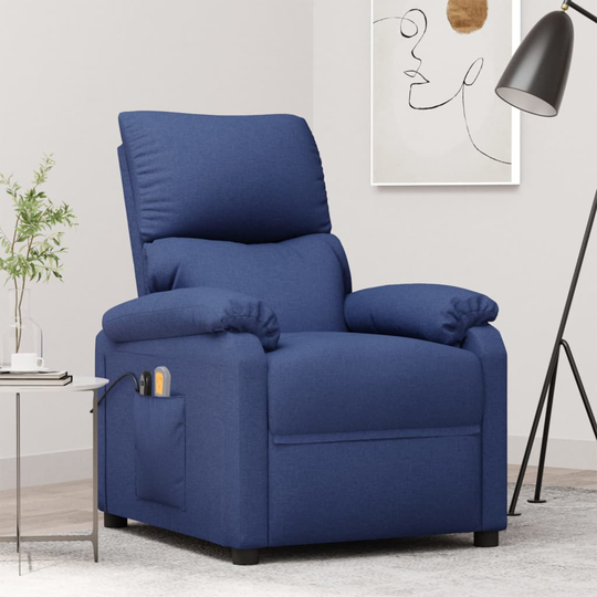 vidaXL Elektrisk massagefåtölj Blå tyg
