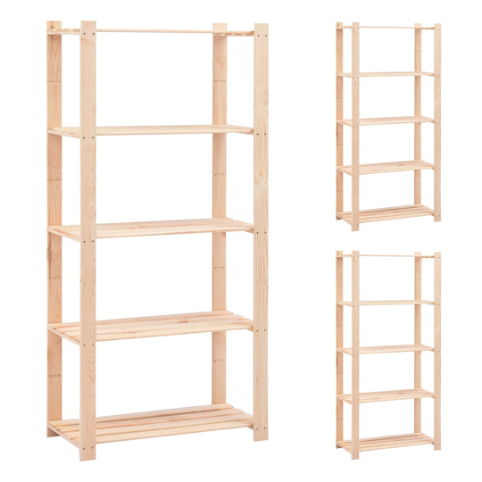 vidaXL Förvaringshylla 5 hyllor 3 st 80x38x170 cm massiv furu 250 kg