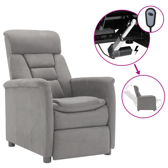vidaXL Elektrisk reclinerfåtölj ljusgrå konstmocka