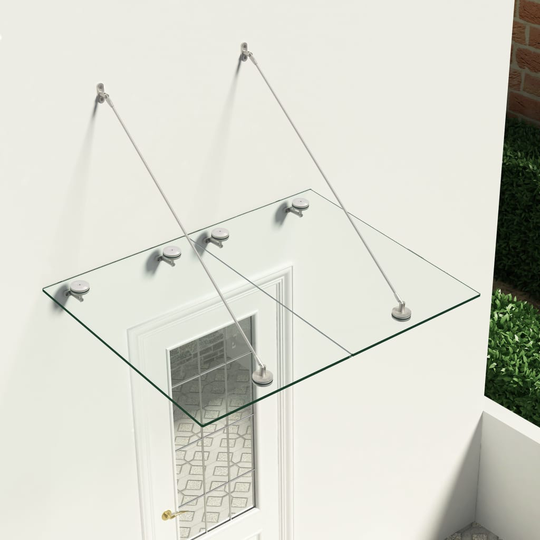 vidaXL Entrétak VSG säkerhetsglas entrédörr 120x90 cm rostfritt stål