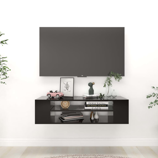 vidaXL TV-väggskåp svart 100x30x26,5 cm spånskiva