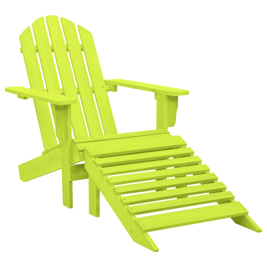 vidaXL Adirondackstol med fotpall massivt granträ grön