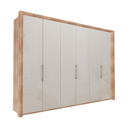 Garderob Atlanta - Ljus rustik ek 300 cm, 216 cm, Med ram