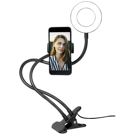 Belysningsstativ inkl. smarthpone-hållare LogiLink Ring Light Ø 8,5 cm