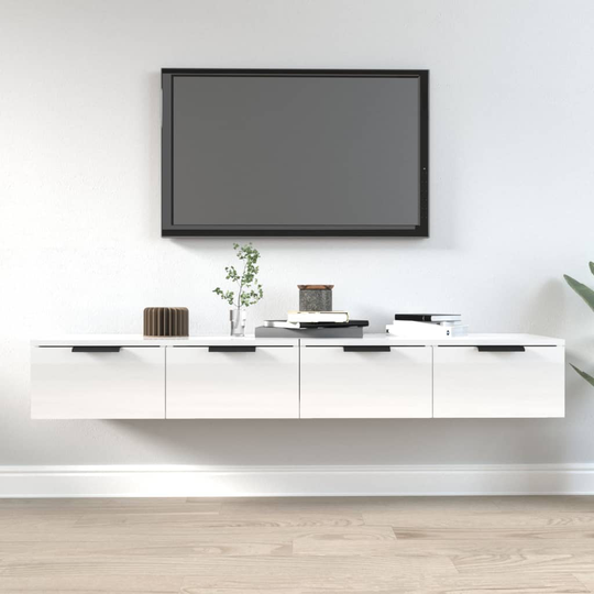 vidaXL Väggskåp 2 st vit högglans 68x30x20 cm konstruerat trä