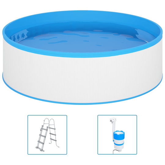 vidaXL Plaskpool med stege och pump 350x90 cm vit