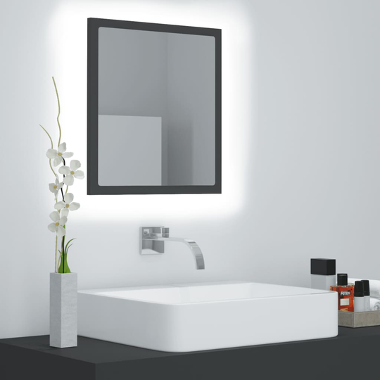 vidaXL Badrumsspegel med LED grå 40x8,5x37 cm spånskiva