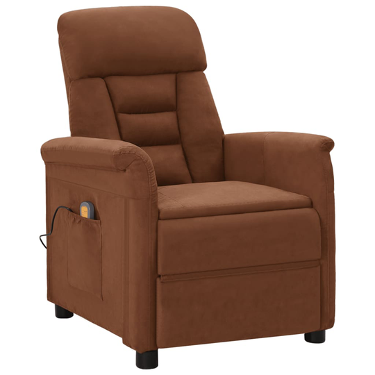 vidaXL Massagefåtölj brun konstmocka