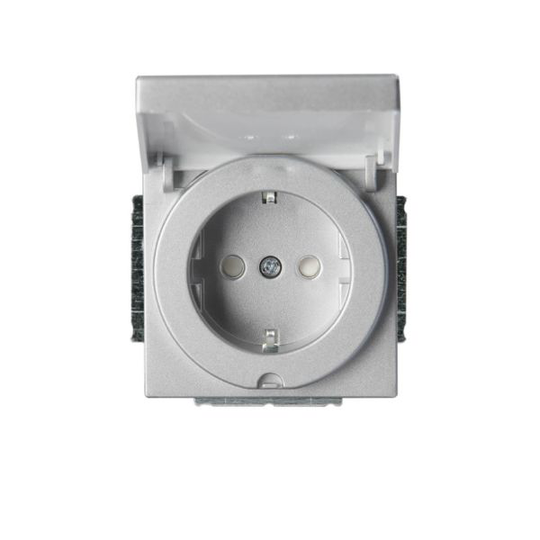 ABB 20 EUCK-83 Vägguttagsinsats 1-vägs, med lock Aluminium