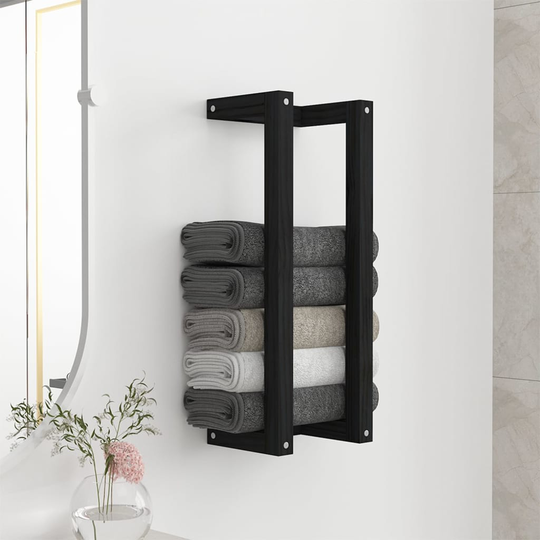 vidaXL Handduksställ Svart 23x18x60 cm massiv furu