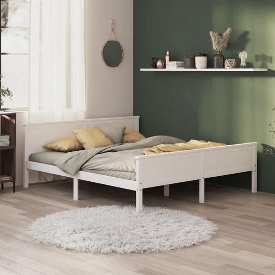 vidaXL Sängram vit massiv furu 180x200 cm