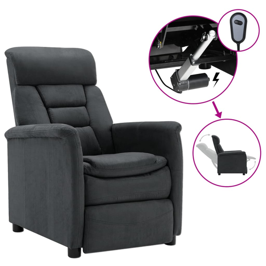 vidaXL Elektrisk reclinerfåtölj mörkgrå konstmocka