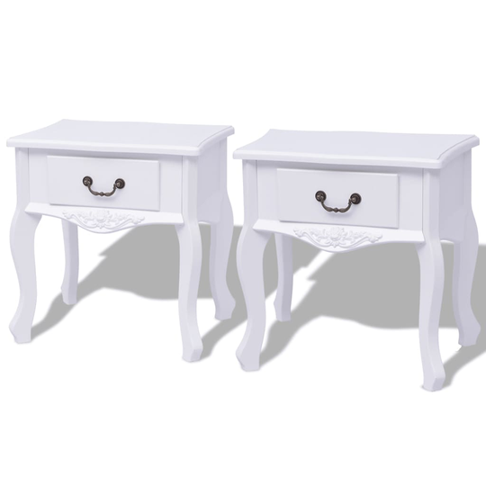 vidaXL Sängbord 2 st MDF vit