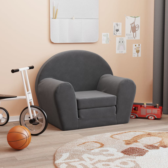 vidaXL Barnsoffa antracit mjuk plysch