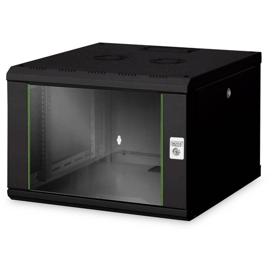 Digitus DN-19 07U-6/6-SW 19 väggskåp (B x H x D) 600 x 420 x 600 mm 7 U Svart, Svart (RAL 9005)