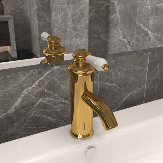 vidaXL Badrumsblandare guld 130x180 mm