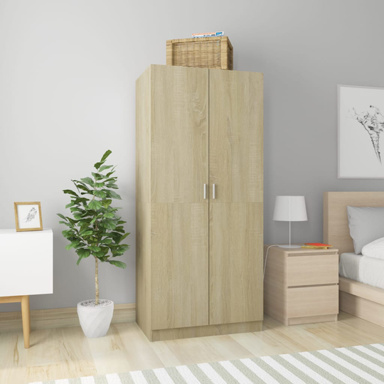 vidaXL Garderob sonoma-ek 80x52x180 cm spånskiva