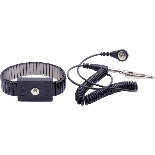 ESD-handledsband Svart Quadrios Tryckknapp 4 mm