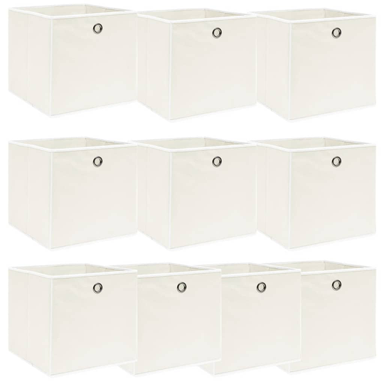 vidaXL Förvaringslådor 10 st vit 32x32x32 cm tyg