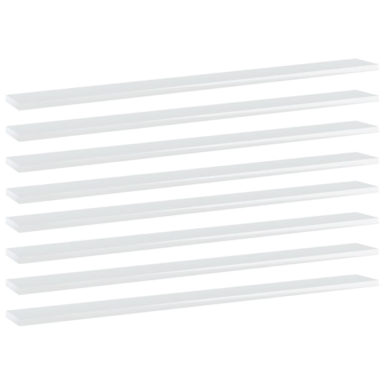 vidaXL Hyllplan 8 st vit högglans 100x10x1,5 cm spånskiva
