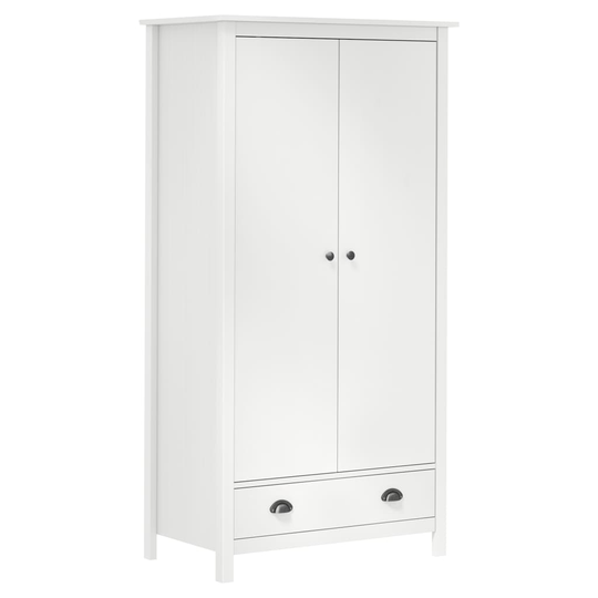 vidaXL Garderob 2 dörrar Hill Range vit 89x50x170 cm massiv furu