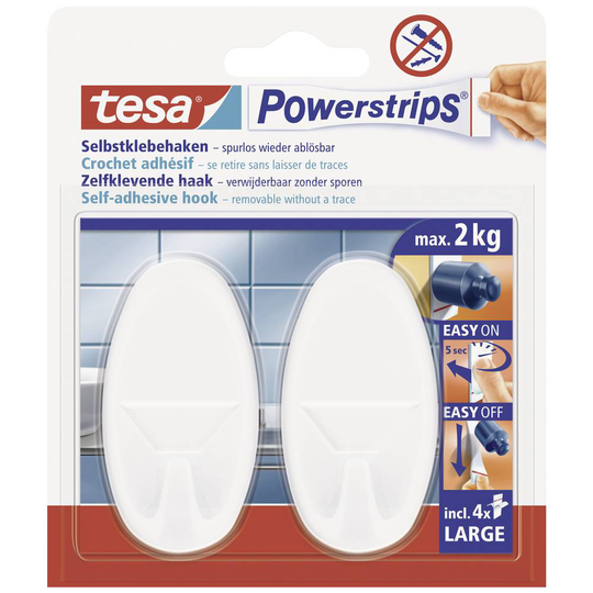 Powerstrips® Krok large oval, Vit POWERSTRIPS® tesa Innehåll: 2 st