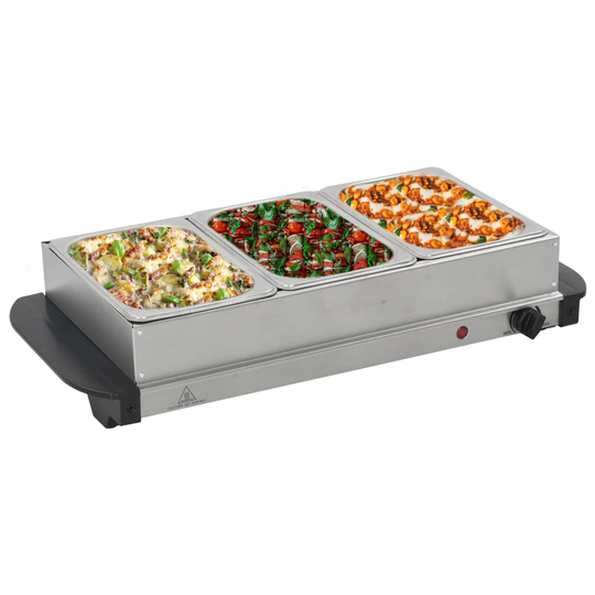 vidaXL Buffévärmare rostfritt stål 200 W 3x1,5 L