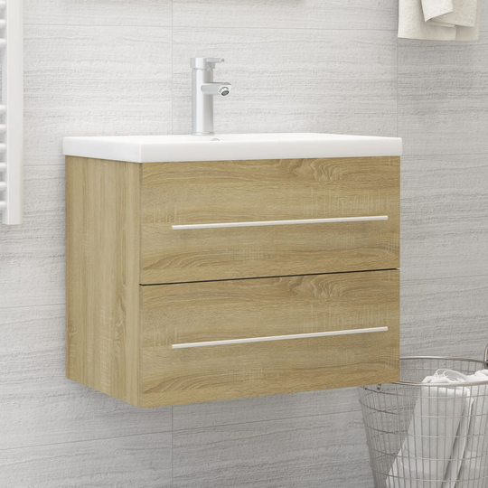 vidaXL Tvättställsskåp sonoma-ek 60x38,5x48 cm spånskiva