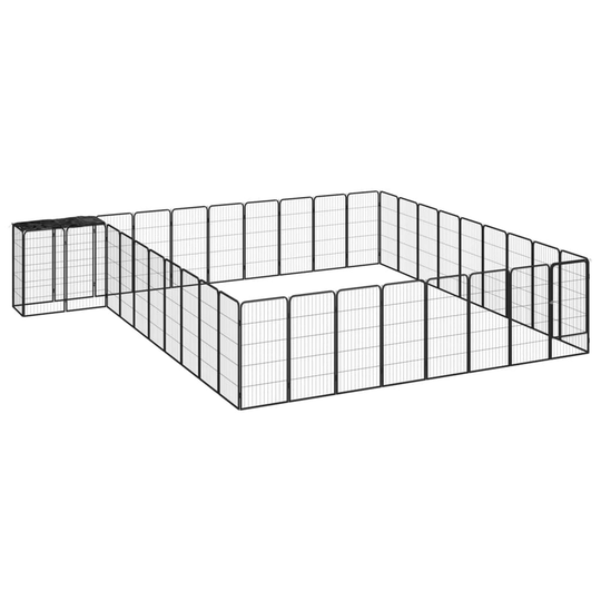 vidaXL Hundbur 38 paneler svart 50x100 cm pulverlackerat stål