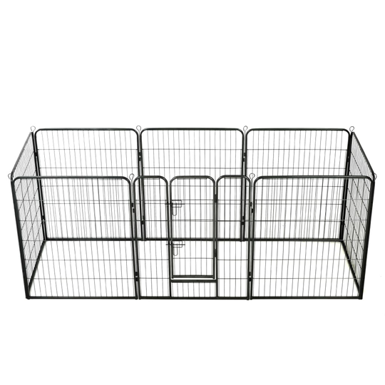 vidaXL Hundhage 8 paneler stål 80x100 cm svart