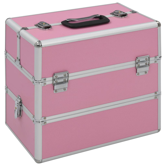 vidaXL Sminklåda 37x24x35 cm rosa aluminium
