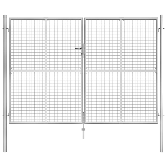 vidaXL Trädgårdsgrind galvaniserat stål 306x225 cm silver