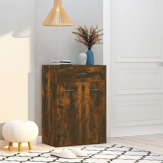 vidaXL Skoställ rökfärgad ek 60x35x84 cm konstruerat trä