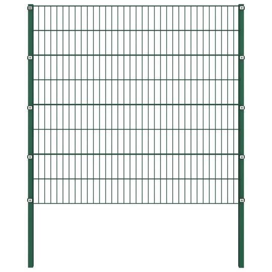 vidaXL Stängselpanel med stolpar järn 1,7x1,6 m grön