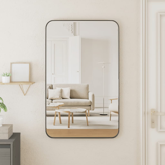 vidaXL Väggmonterad spegel svart 50x80 cm rektangulär