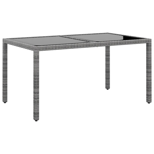 vidaXL Utebord 150x90x75 cm härdat glas och konstrotting grå
