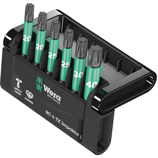Wera Mini-Check Impaktor 2 05057693001 Bit-Set 6 delar Inner-TORX Impactor-teknik