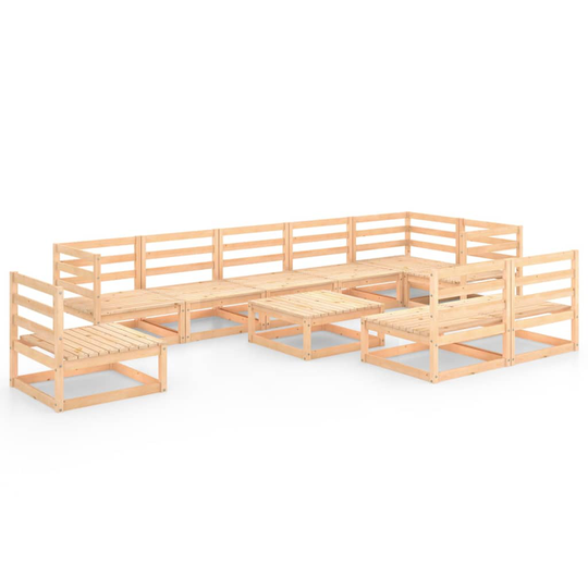 vidaXL Loungegrupp 10 delar massiv furu