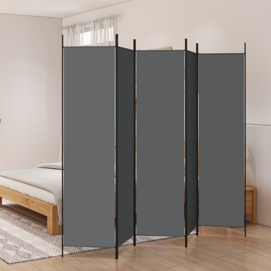 vidaXL Rumsavdelare 5 paneler antracit 250x200 cm tyg