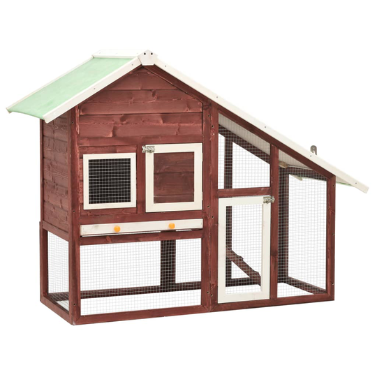 vidaXL Kaninbur mocka och vit 140x63x120 cm massivt granträ