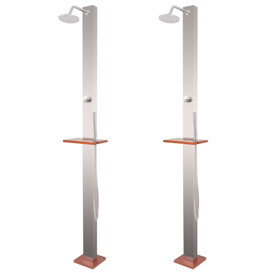 vidaXL Trädgårdsdusch 2 st rostfritt stål 210 cm