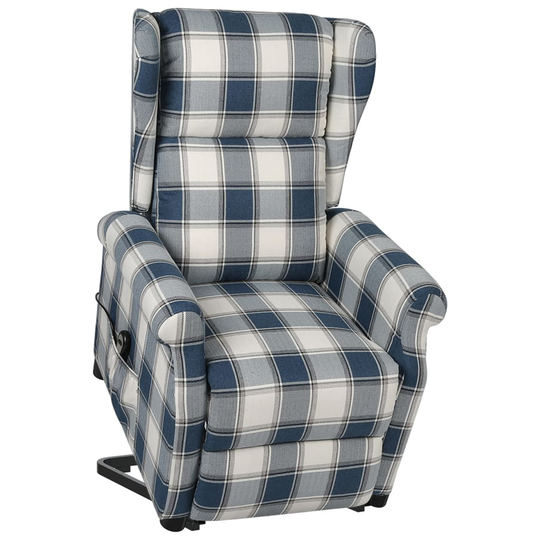 vidaXL Reclinerfåtölj med uppresningshjälp blå tyg