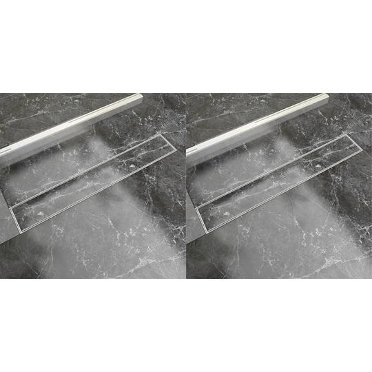vidaXL Avlång golvbrunn 2 st rostfritt stål 730x140 mm